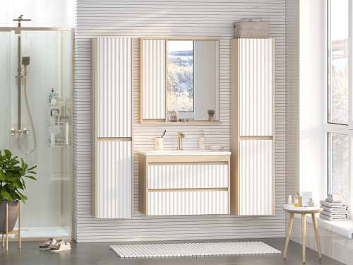 Зеркало-шкаф Brevita Balaton BAL-04080-03-01Л 78х14х80 подвесной цвет белый/бежевый - фото 5 Зеркало-шкаф Brevita Balaton BAL-04080-03-01Л 78х14х80 подвесной цвет белый/бежевый - фото 5