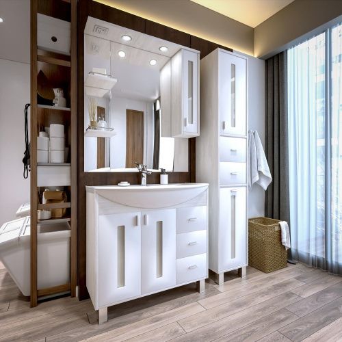 Зеркало-шкаф с подсветкой Бриклаер 4627125412042 90х20х103 подвесной цвет светлая лиственница/белый - фото 4