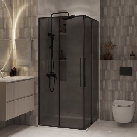 Душевой уголок Niagara Nova NG-2823-34BLACK 90х90 стекло тонированное профиль черный без поддона