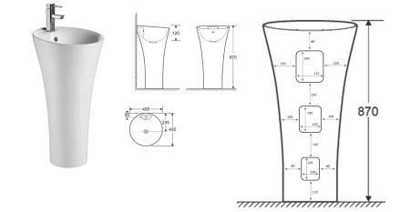Раковина из сантехнического фарфора Cerutti SPA CT7274 50х50 напольная цвет белый 1 отверстие под смеситель