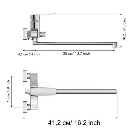 Смеситель для ванны Tokito AKARI TOK-AKA-1015 настенный хром