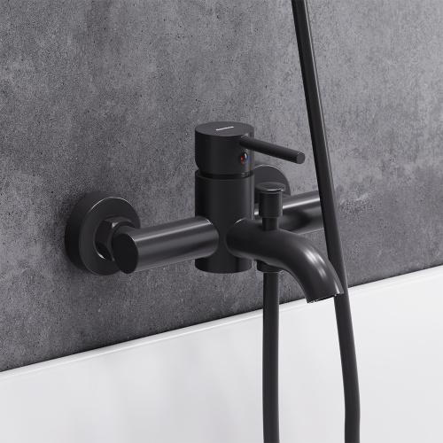 Смеситель для ванны и душа Damixa Scandinavian Pure 361000300 настенный черный без термостата - фото 4