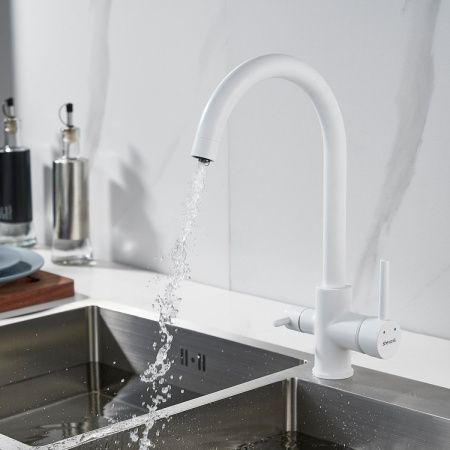 Смеситель для кухни Shevanik S128C на мойку белый