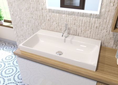 Раковина из искусственного камня Эстет Малибу ФР-00014943 80х50 накладная цвет белый 1 отверстие под смеситель