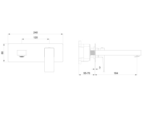 Смеситель для раковины Wonzon & Woghand CUBE 2.0 WW-88869068-BGM встраиваемый в стену графит - фото 2