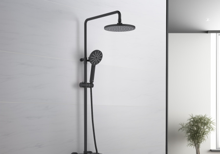 Душевая стойка Aquatek БЕТТА AQ2140MB настенная цвет черный матовый