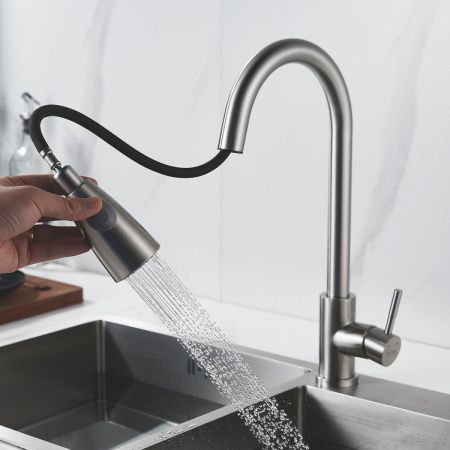 Смеситель для кухни Raffine F213L на мойку сатин