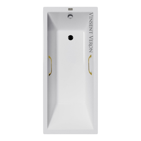 Ванна чугунная Vinsent Veron Square VSQ1707545H/VH0012GD 170х75 пристенная прямоугольная с ножками с ручками