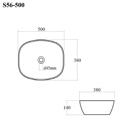 Раковина из сантехнического фарфора Bond Cube S56-500 50х38 накладная цвет белый глянцевый