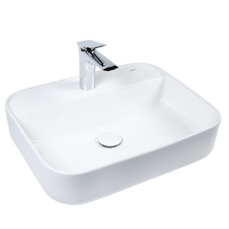 Раковина из сантехнического фарфора Bond Cube S13-500 50х40 накладная цвет белый 1 отверстие под смеситель