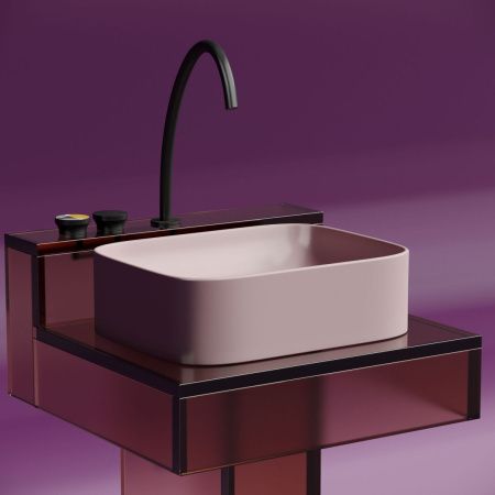 Раковина из сантехнического фарфора Ceramica Nova ELEMENT CN6052MP 50х40 накладная цвет розовый без отверстий под смеситель