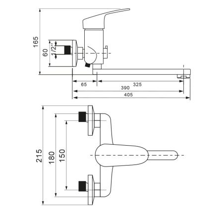 Смеситель для ванны WesnaArt Ocean OCE12-320 настенный хром
