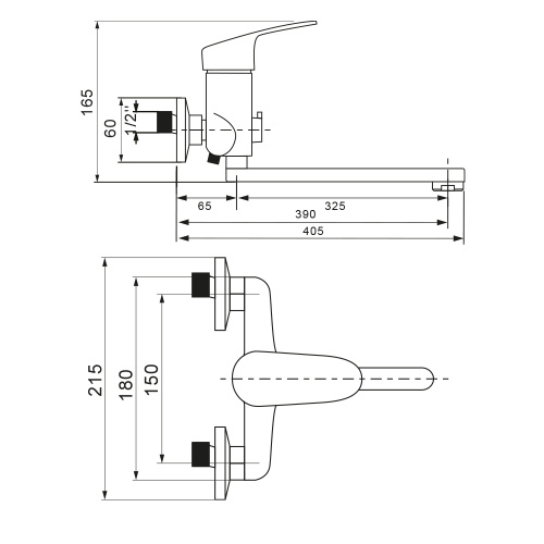 Смеситель для ванны WesnaArt Ocean OCE12-320 настенный хром - фото 2