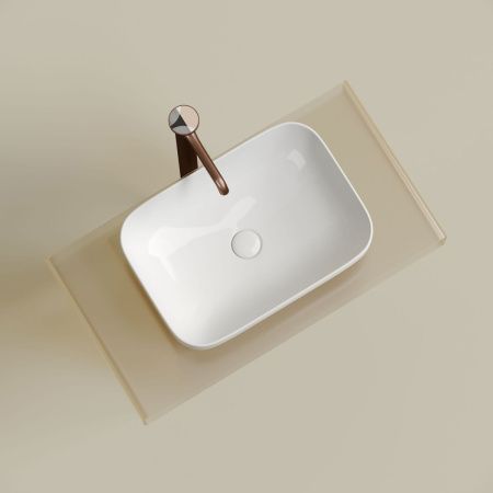 Раковина из сантехнического фарфора Ceramica Nova ELEMENT CN6055 50х40 накладная цвет белый без отверстий под смеситель