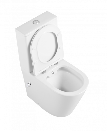 Унитаз напольный с бачком CeramaLux 2179-BD белый с сиденьем микролифт безободковый каскадный смыв