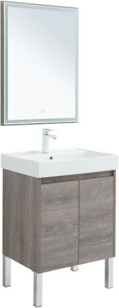 Комплект мебели: тумба с раковиной + зеркало Aquanet Nova Lite 00302533 60х50 напольный цвет коричневый