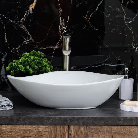 Раковина из сантехнического фарфора Melana 320366-805 50х40 накладная цвет белый без отверстий под смеситель