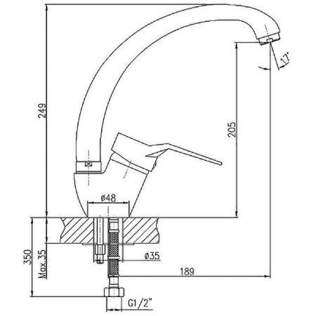 Смеситель для кухни Haiba HB63 HB4163 на мойку хром