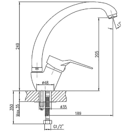 Смеситель для кухни Haiba HB63 HB4163 на мойку хром - фото 2