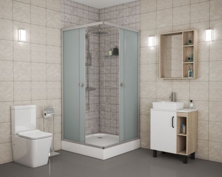 Душевой уголок Niagara Eco _0081422Q 80х80 стекло матовое профиль хром с поддоном