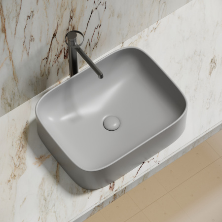 Раковина из сантехнического фарфора Ceramica Nova ELEMENT CN6052MSG 51х38 накладная цвет серый матовый без отверстий под смеситель