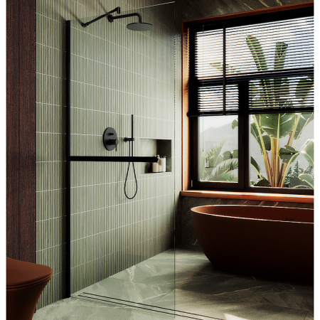 Душевая перегородка Maybah Glass MGD-720-6ш 69х195 стекло прозрачное профиль черный