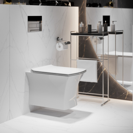 Унитаз подвесной Grossman Санфаянс GR-4461S белый глянцевый с сиденьем микролифт безободковый каскадный смыв