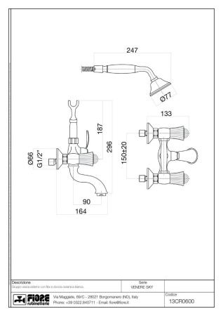 Смеситель Fiore Venere Sky 13CR0600 настенный хром