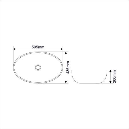 Раковина из сантехнического фарфора Melana 320314-805 60х40 накладная цвет белый без отверстий под смеситель