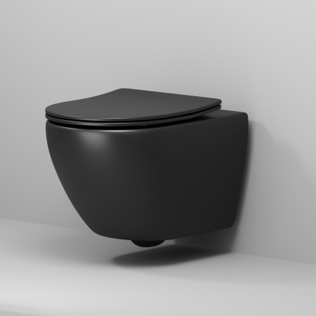 Унитаз подвесной Grossman Торнадо GR-4457BMSQ черный матовый с сиденьем микролифт безободковый смыв торнадо