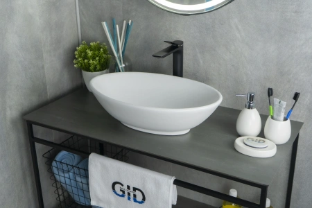 Раковина керамическая Gid Lago 51193 50х30 накладная цвет белый без отверстий под смеситель