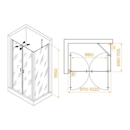 Душевой уголок RGW Passage 060814407-11 100х70 стекло прозрачное профиль хром без поддона
