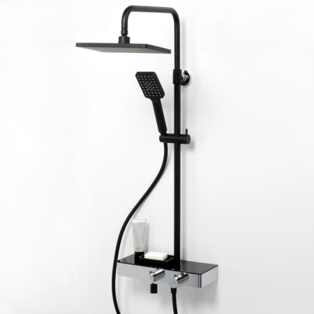 Душевая стойка WasserKRAFT A11401 настенная цвет черный с термостатом
