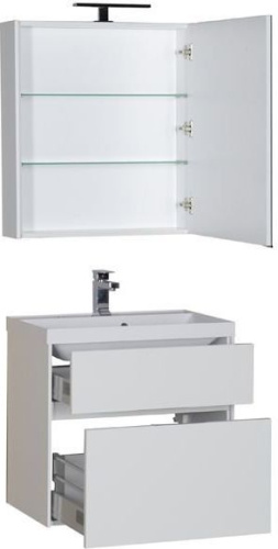 Комплект мебели: тумба с раковиной + зеркало-шкаф Aquanet Латина 00180123 70х45х140 напольный/подвесной - фото 3