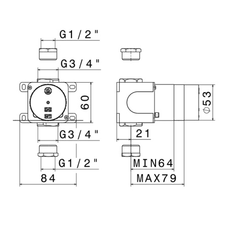 Встраиваемая часть запорного вентиля 3/4" Newform 27891.00.000