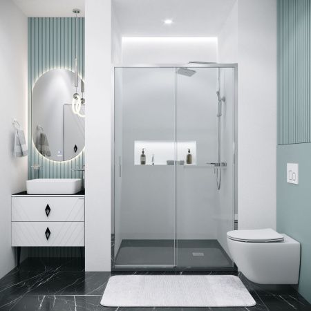 Душевая дверь Grossman Style 100.K33.05.130.10.00 130х195 стекло прозрачное профиль хром