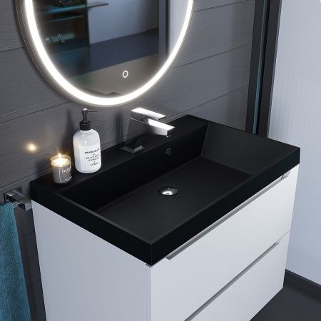 Раковина из искусственного камня Uperwood Classic Quartz 291030017 70х50 полувстраиваемая цвет черный