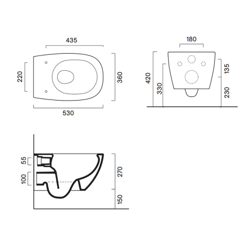 Чаша унитаза подвесная Catalano Alvea 611530001 цвет белый без сиденья безободковая смыв торнадо - фото 2