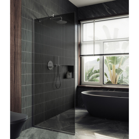 Душевая перегородка Maybah Glass MGD-1355-5у 99х195 стекло тонированное профиль хром матовый