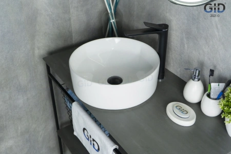 Раковина керамическая Gid Esfera 51144 40х40 накладная цвет белый без отверстий под смеситель