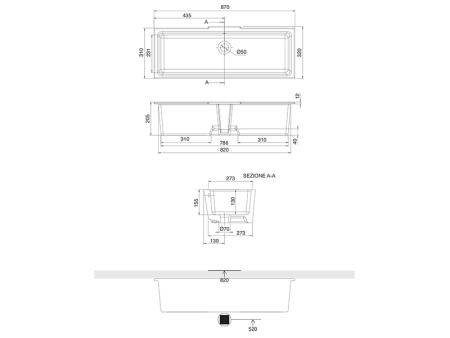 Раковина из санфаянса Scarabeo Gaia-Tech-Miky 8092 87х32 встраиваемая цвет белый