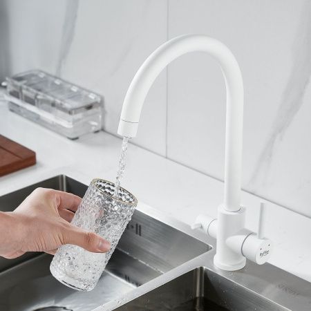 Смеситель для кухни Raffine F108C на мойку белый