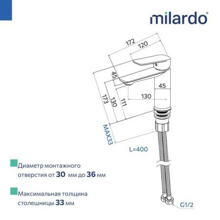 Смеситель Milardo Poli POLSB00M01 на раковину хром