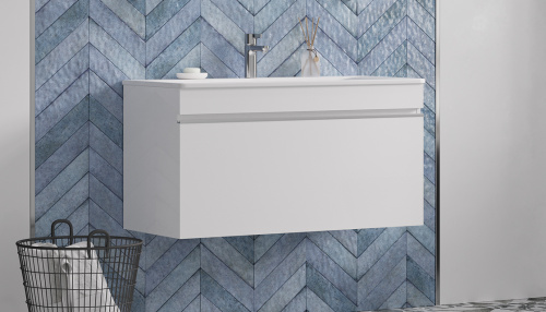 Раковина из литьевого мрамора Velvex PULSUS rkPUL.100-81 100х45 накладная цвет белый 1 отверстие под смеситель - фото 5