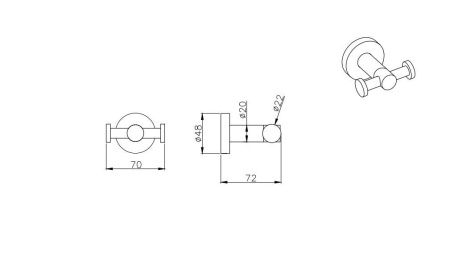 Крючок для ванны Aquatek ВЕГА AQ4002CR