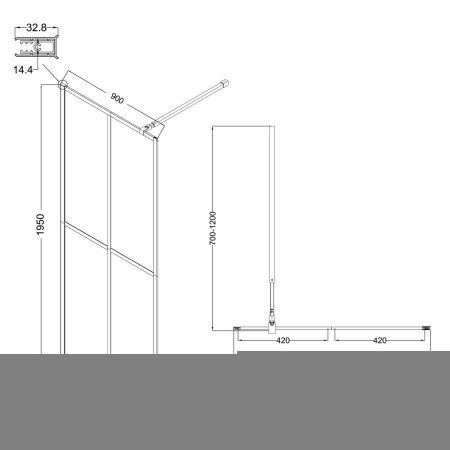 Душевая перегородка Niagara Nova NG-686-90BLACK 90х195 стекло с рисунком профиль черный