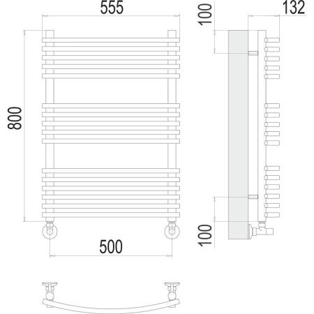 Полотенцесушитель водяной Terminus 4670078530738 55х80 хром