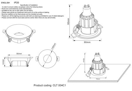 Светильник встраиваемый Crystal Lux CLT 004 CLT 004C1 CH