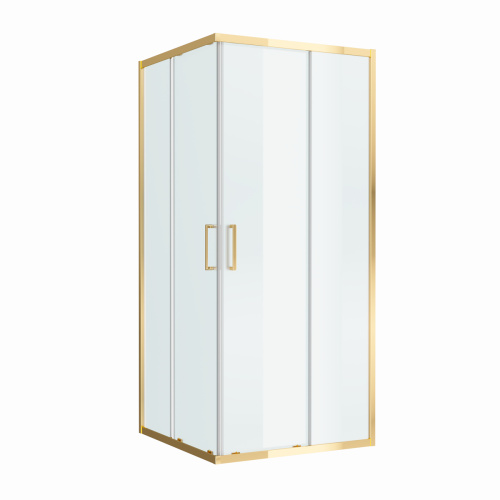 Душевой уголок BelBagno LUCE LUCE-A-2-90-P-ORO 90х90 стекло рифленое профиль золото без поддона - фото 3