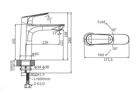 Смеситель Arrow AG4138CP на раковину/столешницу хром